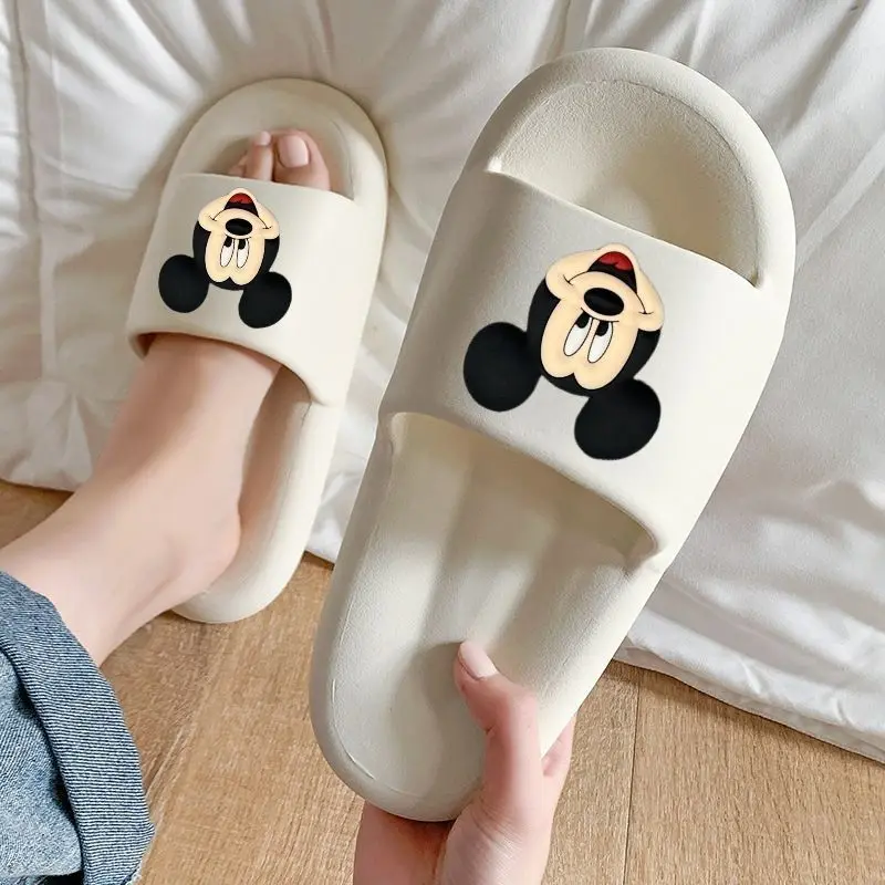 New Disney Kawaii Summer Slippers Home Indoor Home Bathroom Soft Sole Non-Slip Cute Cartoon Anime Mickey Couple Sandals Slippers