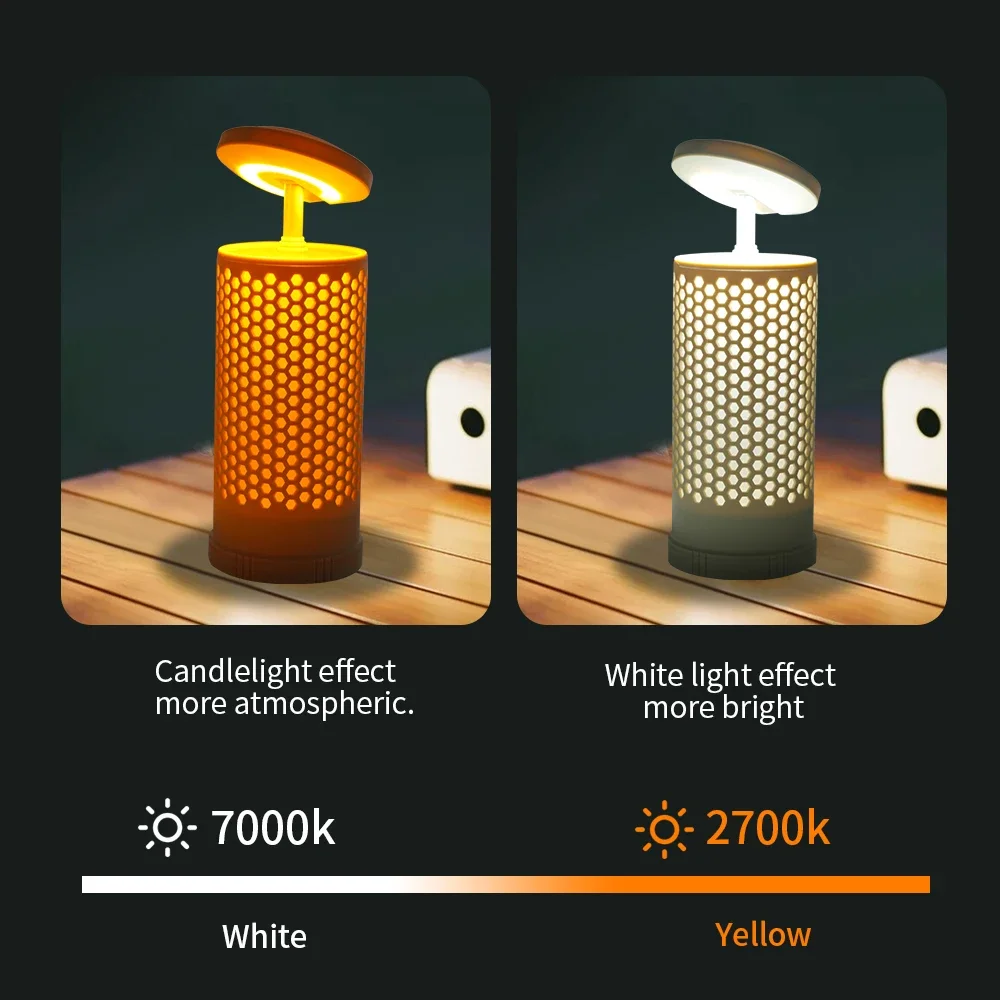 2-in-1 LED Camping Lights with Zoom & Adjustable Pole Multifunctional Table Light Desk Lamp Emergency Work Light Tent Lantern