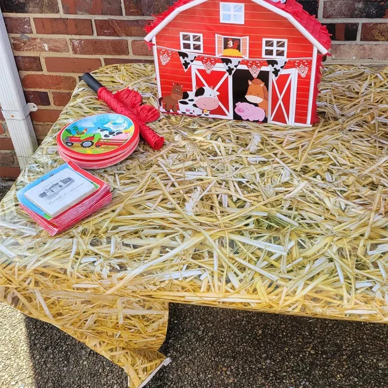 1-3 حزمة القش الجدول يغطي القش مفرش طاولة مزرعة النجوم القش بالات الديكور المزرعة الغربية موضوع كاوبوي حفلة عيد ميلاد لوازم #4