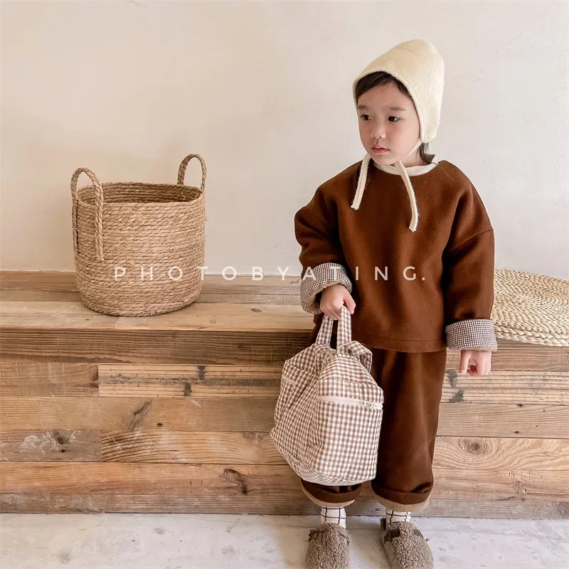 Baby Winter Clothes 2023 Children's Warm Suit Infant Thick Top Sweatshirt Pants Sets Girls Boys Two Piece Outfit Kids Clothing