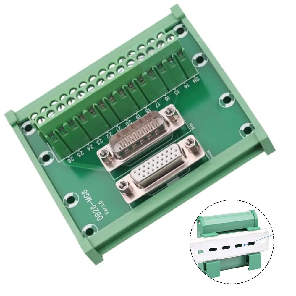 DB26 Male and Female DIN Rail Connectors with 26pin Dsub for Reliable Power Distribution and For Industrial Control Systems