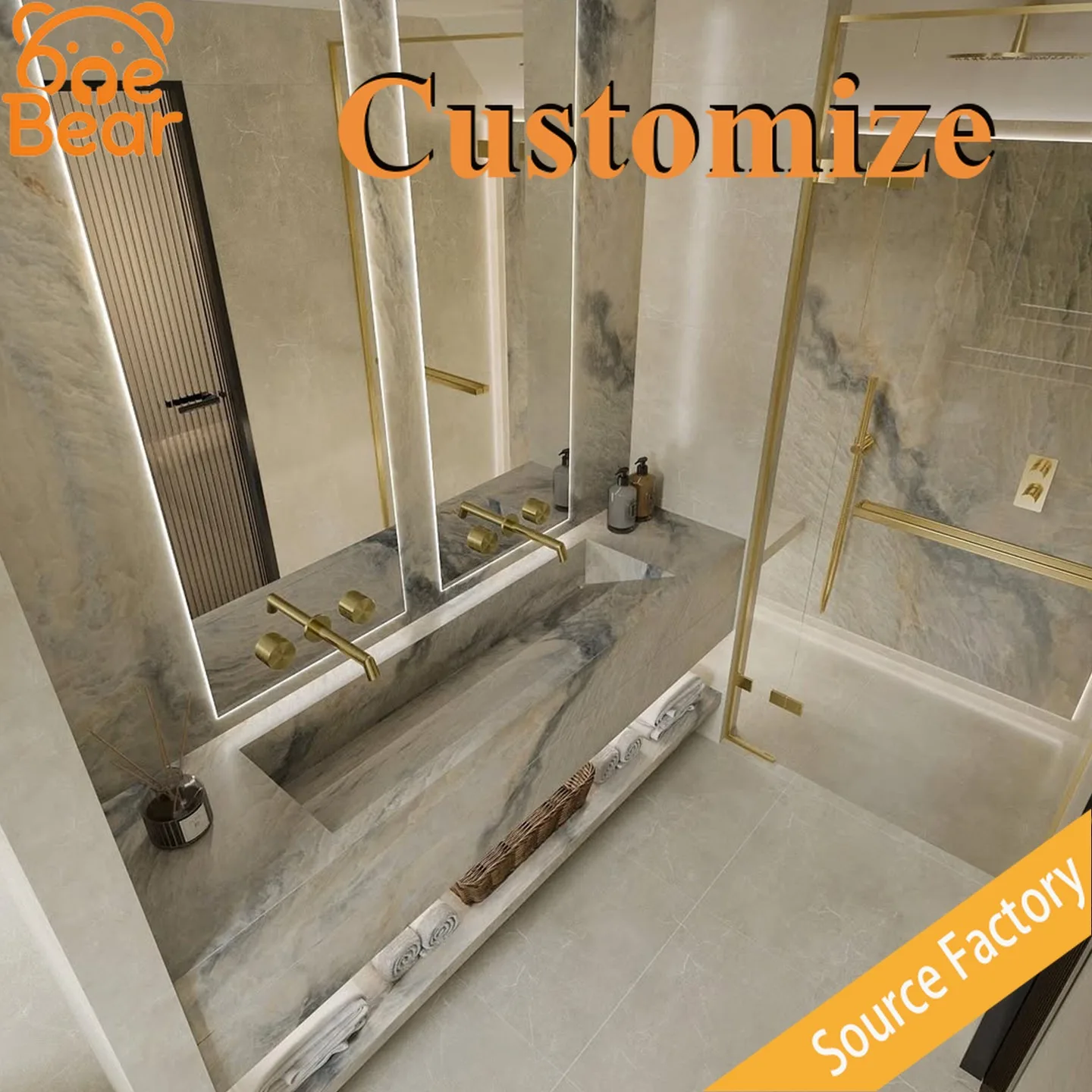 

Translucent Natural Onyx Stone Sink Hand Polished Solid Marble Wash Basin Luxury Art Basin for High-end Club Interior Decoration