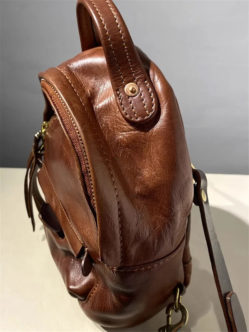 PNDME fashion vintage luxury genuine leather women\'s small backpack organizer designer handmade real cowhide weekend bagpack