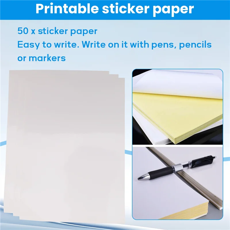 A23F-50 Sheets A4 White Self Adhesive Waterproof Sticker Label Surface Paper For Lazer Inkjet Printer Copier