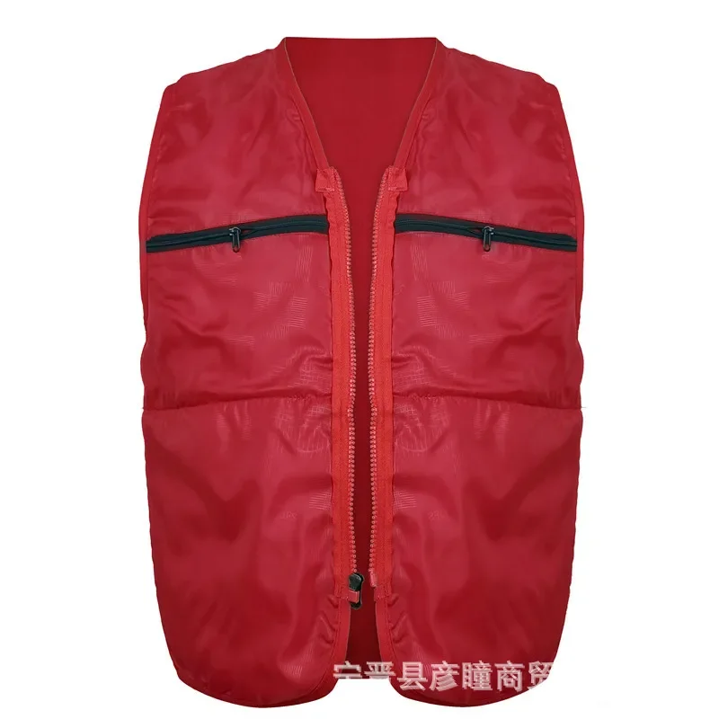 Chaleco de pesca con múltiples bolsillos para hombre, ropa de trabajo para las cuatro estaciones, color rojo, para exteriores, 2024