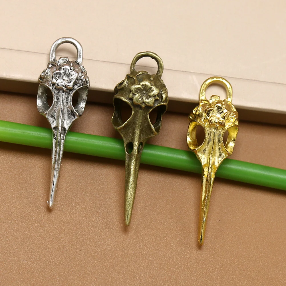 15 قطعة قلادة الجمجمة مختلطة البرونزية الفضة الغراب الطيور رئيس السحر لصنع المجوهرات عقد دي اي واي هدية