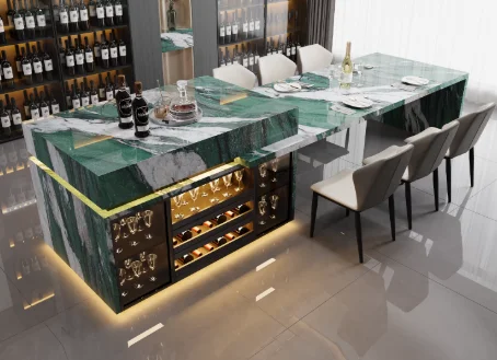Square Solid Marble Island Countertop Thickened Stone Board Easy Clean for Household Kitchen & Outdoor BBQ Area