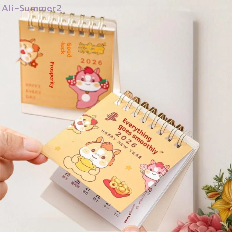 

2026 Year Of The Horse Mini Calendars Creative Desk Portable Travel Calendars Cute Pony Pattern Calendar Desktop Decor Ornaments