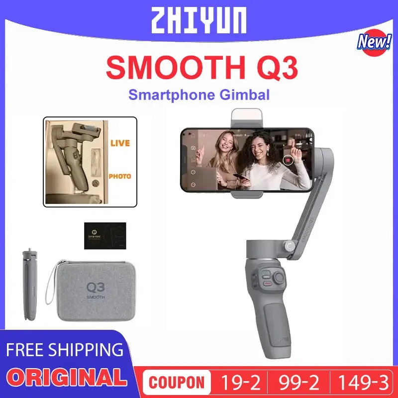 ZHIYUN SMOOTH Q3 Smartphone Gimbal 3-Axis Phone Gimbals Portable Stabilizer for iPhone 14 pro max / Xiaomi / Huawei