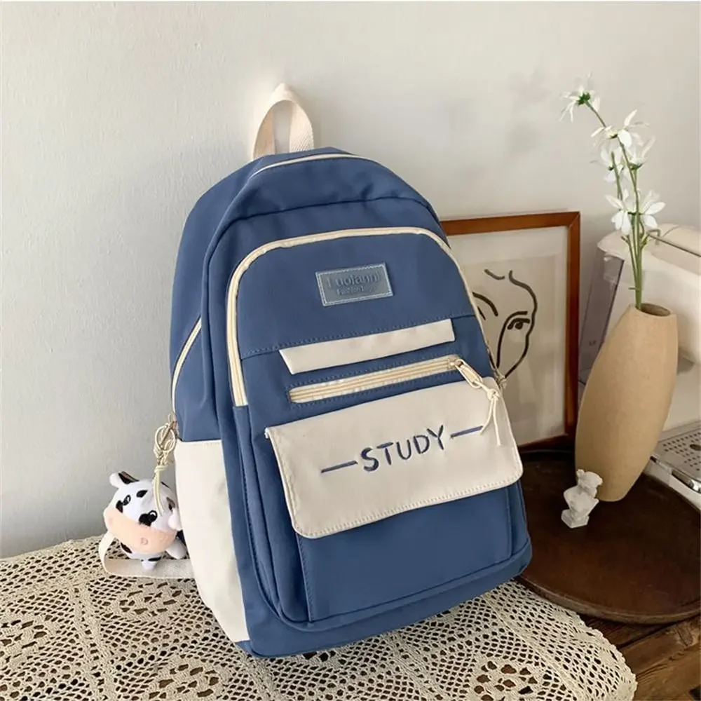 

Nylon Large Capacity Backpack Teenage Pure Colour Schoolbag Women Men Waterproof Travel Rucksack Bags Student School Bag