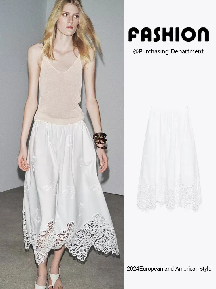 

Faionable Versatile Comfortable Slimming Embroidered Midi Skirt f-length New Arrival Women's Clothing Summer 2025
