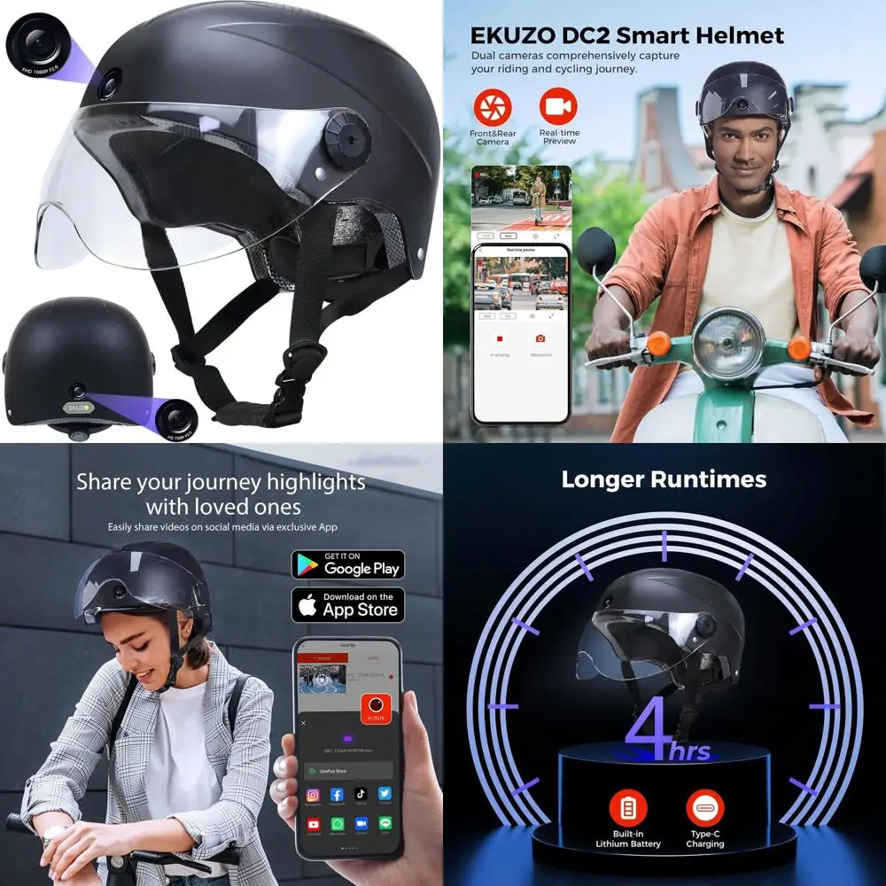 

Dual HD Camera Smart Bike Helmet with Bluetooth Control for E-Bikes and Scooters, CPSC Certified
