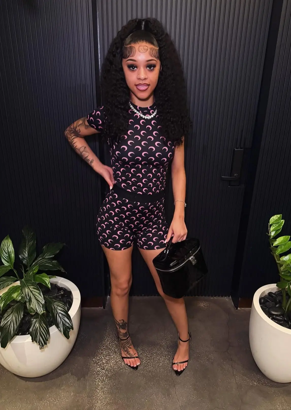 STYLISH LADY Moon Print Two Piece Set Women Sexy Slim Fit Short Sleeve Crop Top And High Waist Shorts 2026 Club Party Outfits - Image 3