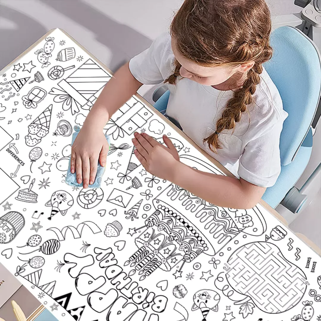 Hot Sale DIY Large Coloring Tablecloth Giant Doodle Drawing Table Cover Sports Day Halloween Thanksgiving Theme Color Tablecover