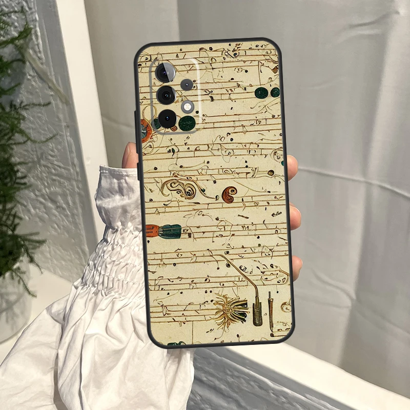 Music Score Musical Notes Case For Samsung Galaxy A54 A34 A52 A21S A12 A22 A32 A14 A13 A23 A33 A53 A73 A51 A71 Cover