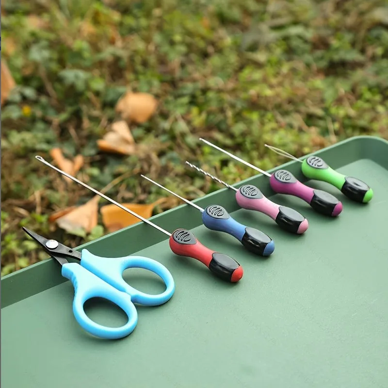 PVC 6-Piece Bait Loading Tool Kit Compact Portable Durable Labor-saving Fishing Bait Threading Tool Convenient Fishing Equipment