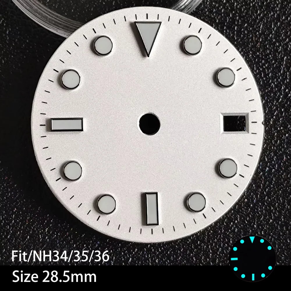 หน้าปัดนาฬิกา NH35 NH36 ขนาด 28.5 มม. สีน้ำเงิน เรืองแสง ฟังก์ชั่นใหม่ ปฏิทินหลายสี อะไหล่เปลี่ยนหน้าปัดนาฬิกา อุปกรณ์เสริมเข็มนาฬิกา
