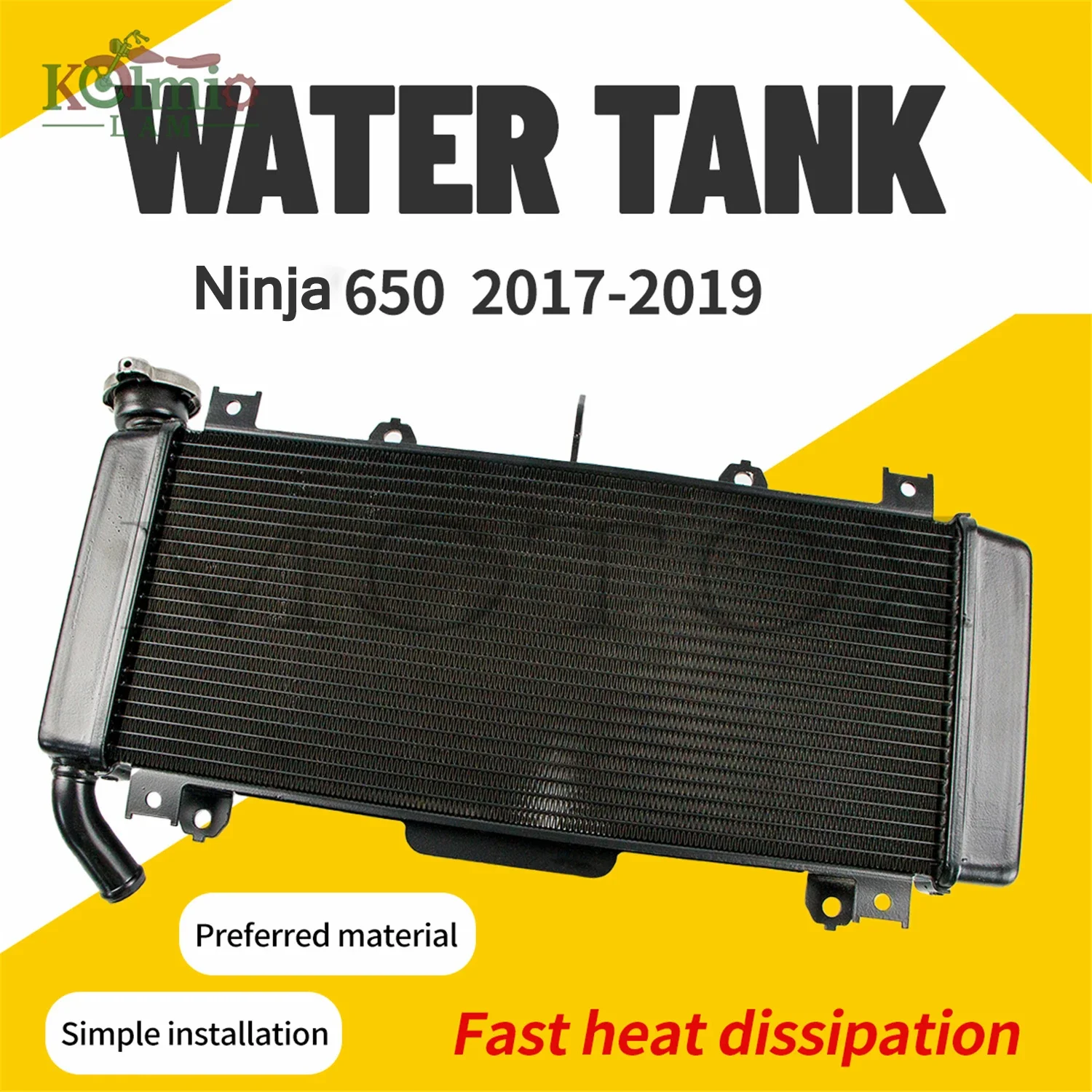 Fit for Cooler  Water Tank Kawasaki Ninja 650 Z650 ER6F EX650 Motorcycle 2017 - 2019 2018 Aluminium Radiator