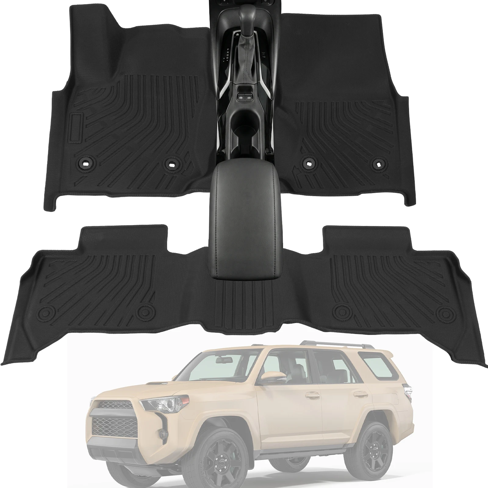 

Коврик в багажник с ковриком для спинки сидений, всепогодные автомобильные коврики из TPE, вкладыш в багажник для Toyota 4Runner 2025-2026, 7 мест, бензин