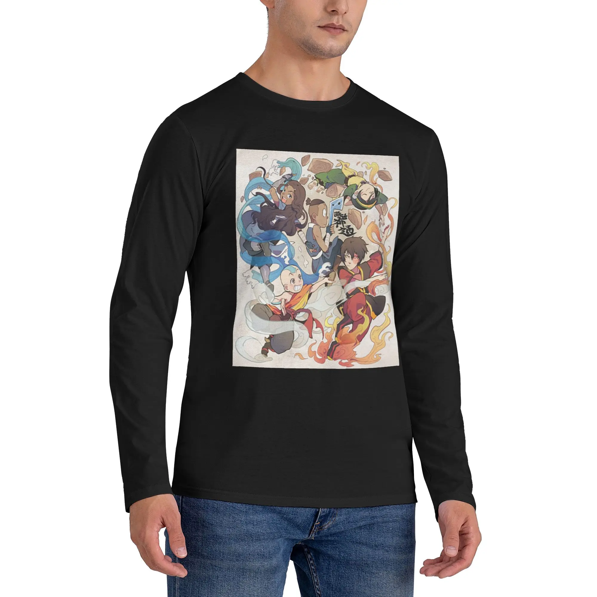 

Мужская футболка с длинными рукавами Avatar The Last Airbender, модные футболки с круглым вырезом, весенне-осенние мужские топы