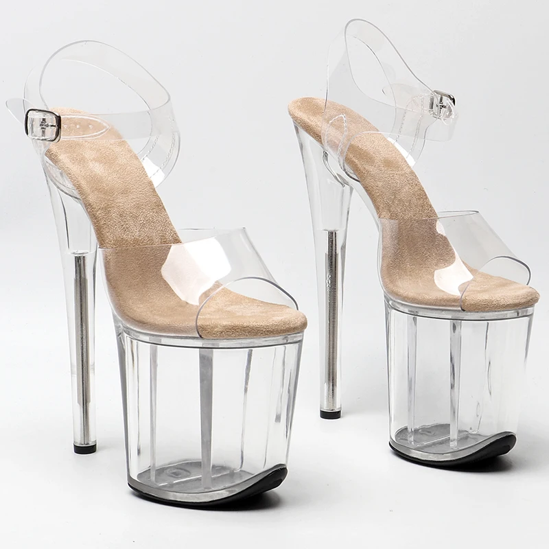 Leecabe 20CM/ 8Inch Clear PVC  Upper  Fashion High Heel Platform  Sandals Shoes Pole Dancing Shoes