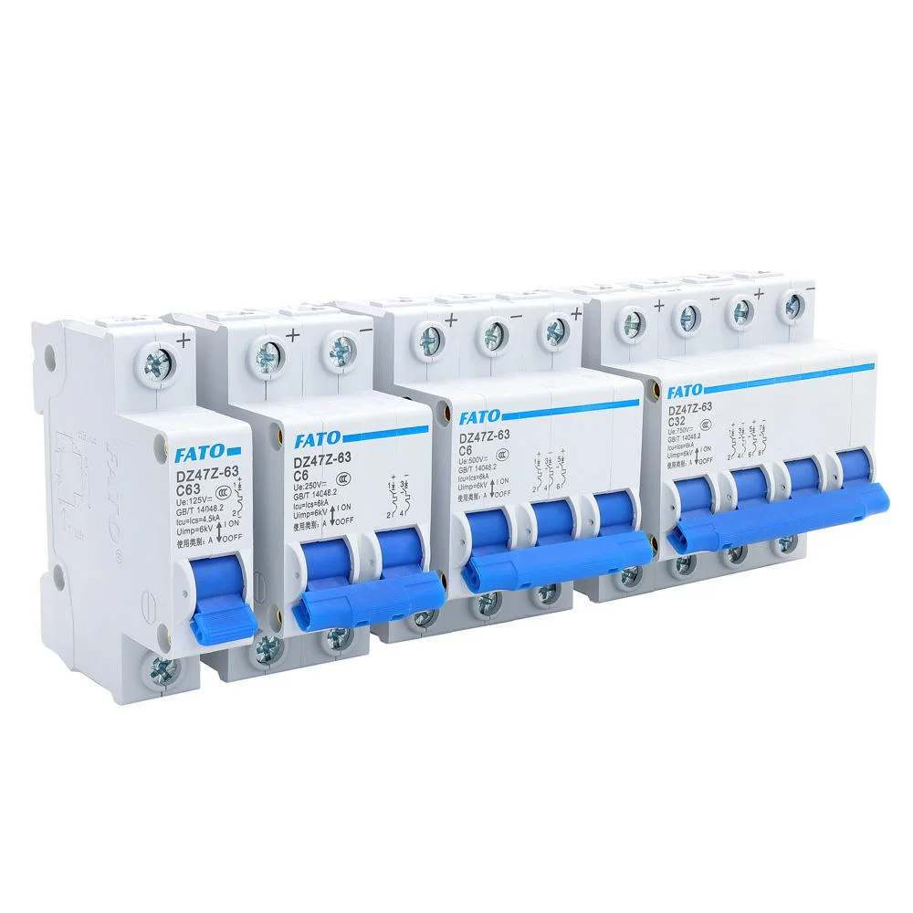 DZ47Z-63 1P 2P 3P 4PDC 1000V MCB Solar Mini Circuit Breaker Overload Protection6A 10A 16A 20A 25A 32A 40A 50A 63A for PV System