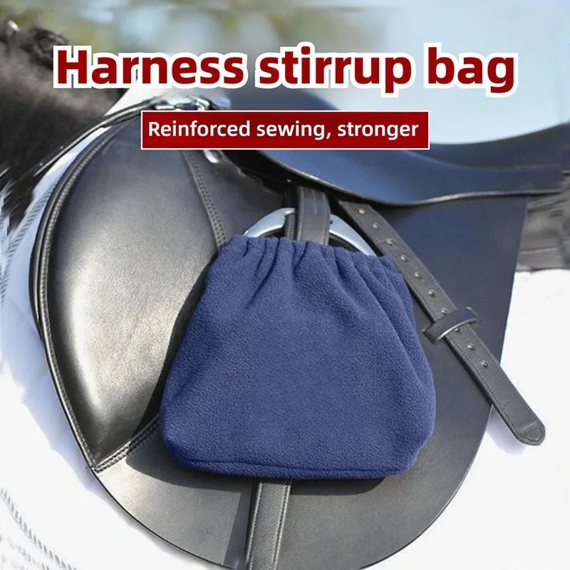 

Equestrian Stirrup Bag Plush Fabric Thickened Storage Sealed Pocket for Horseback Riding Saddle Mounted