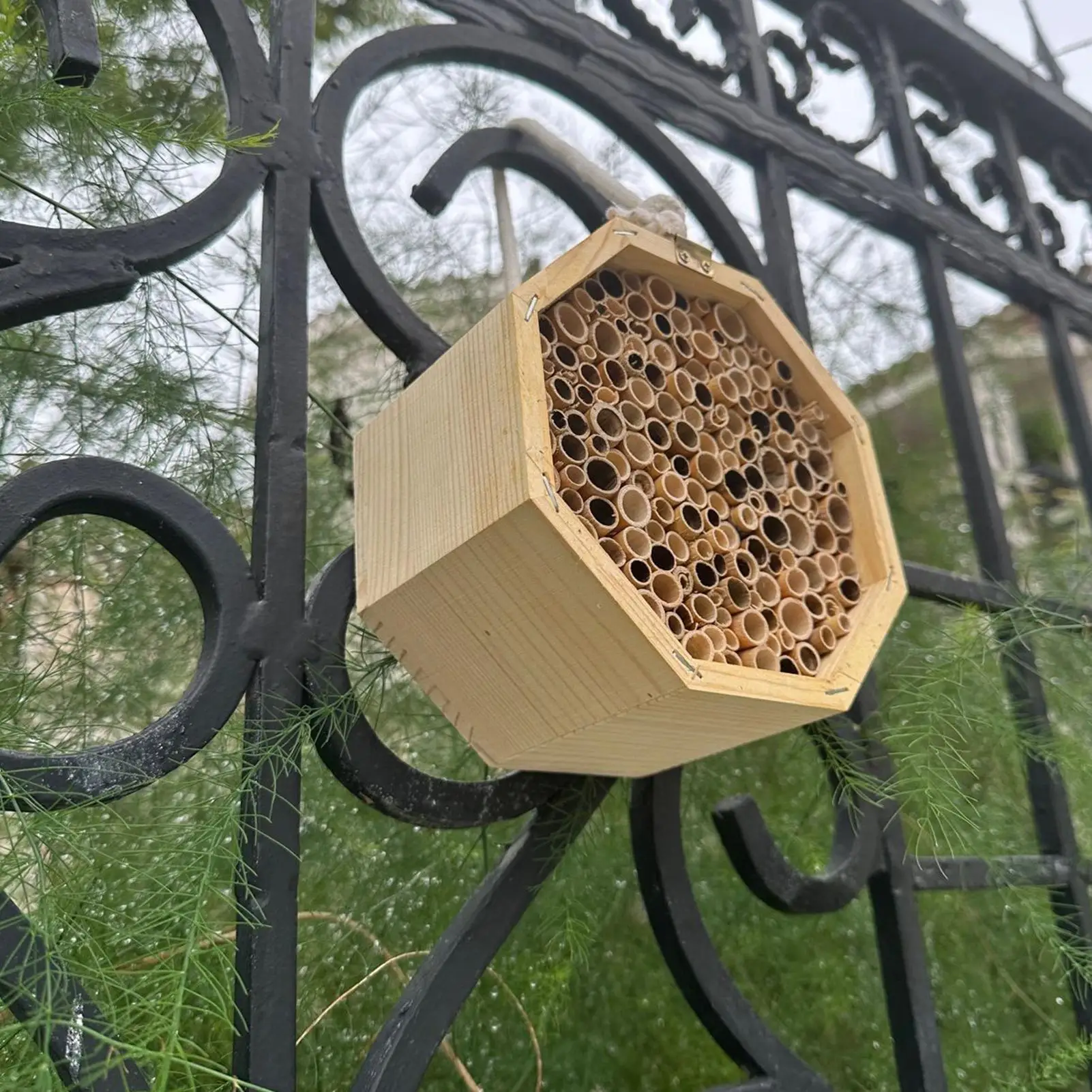 Bee House Wooden Bee Hive Butterfly House Pollinating Palace for Wasp Butterfly Attracts Pollinators