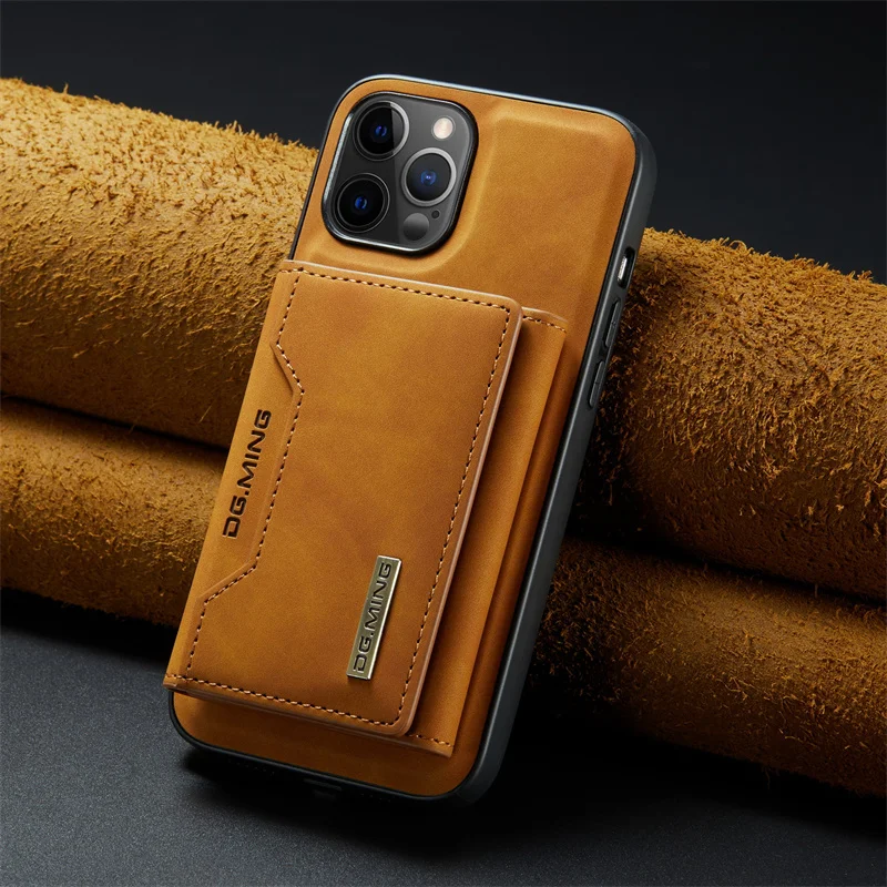 High-quality solid-color leather card anti-drop mobile phone case for Iphone 12 12Pro 12ProMax