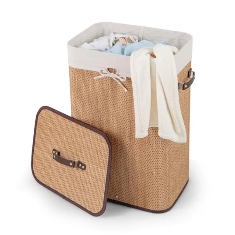 

Laundry Basket, Collapsible Laundry Hamper with Lid, Removable Liner and Handles, Dirty Clothes Toys Storage Bin for Laundry Ro