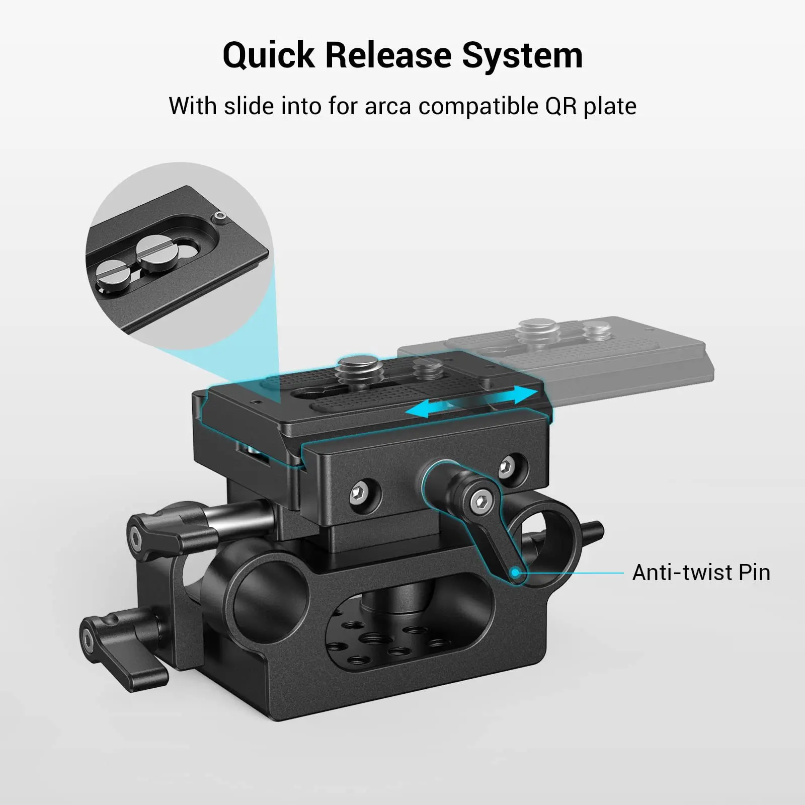 SmallRig DSLR Camera Plate Clamp Bracket Universal 15mm Rail Support System With Quick Release Arca Plate High Adjustable 2272