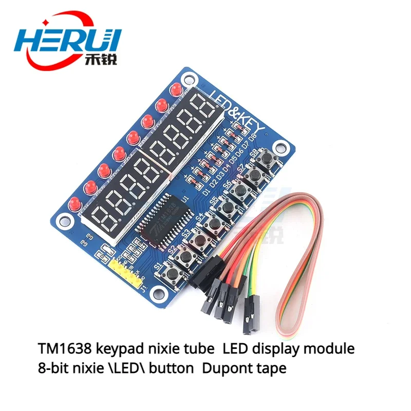 TM1638 keypad nixie tube LED display module 8-bit nixie \LED\ button Dupont tape