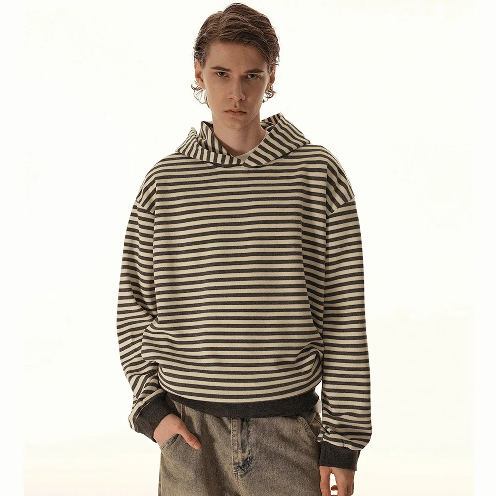 

Campus Boys Girls Student Striped Hooded Sweatshirt Men Women Streetwear Casual Loose Vintage Fashion Hoodie Tops Sweatshirts