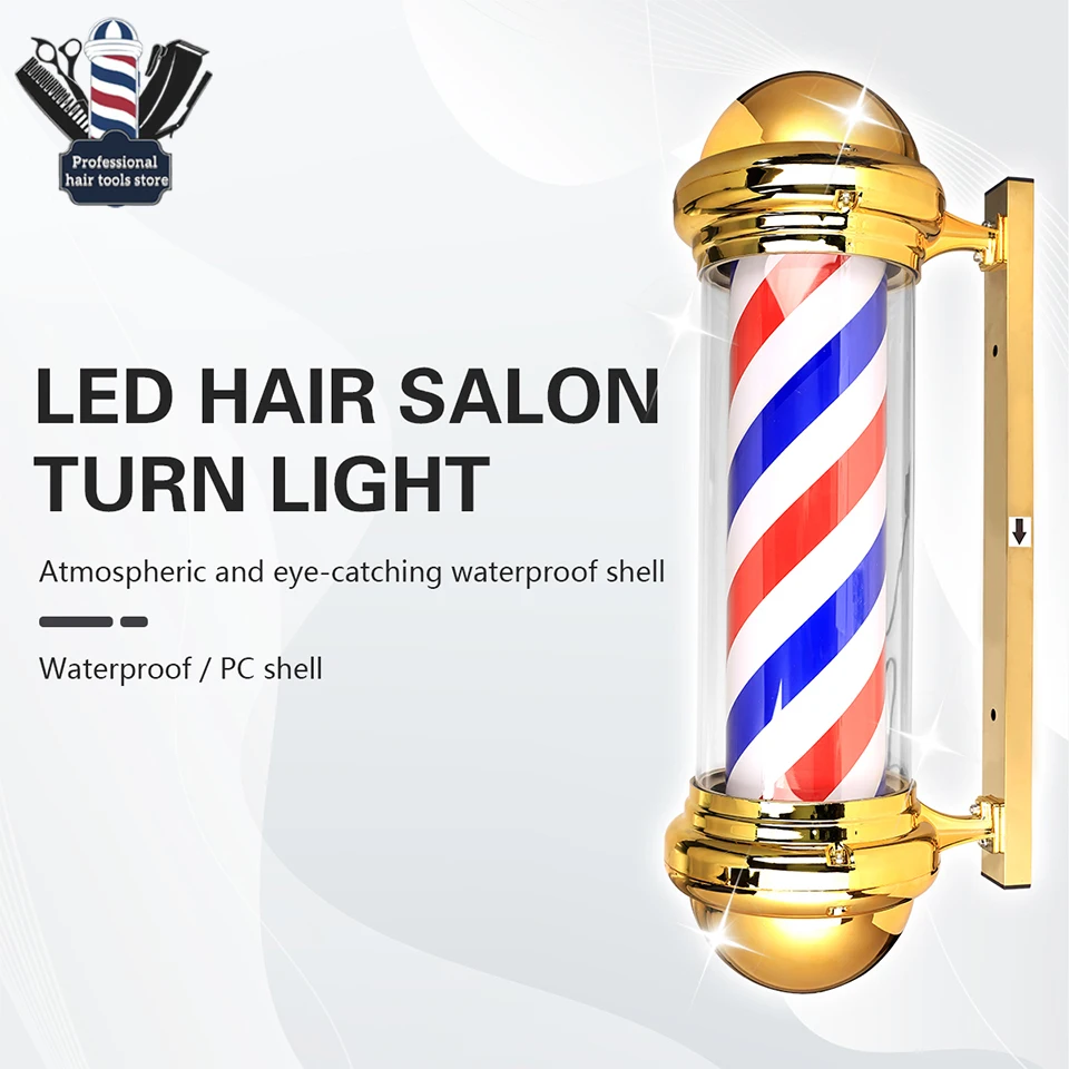 New Barber Light Pole Wall Mount LED Light Cylindrical Barbershop Rotating Light Fixture Classic Signs for Hair Salon Use