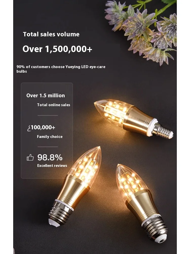 

LED bulb tip bulb e14e27 screw 7W9W energy-saving eye protection lighting high brightness bead light source