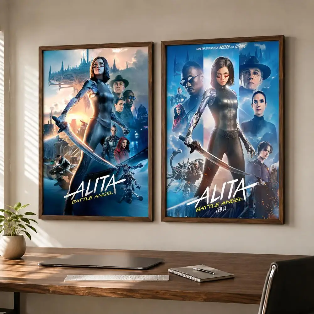 Cyberpunk Sci-Fi Action Movie Alita Battle Angel Poster Self‑Adhesive Waterproof Sticker House  Coffee Bar Wall Art Home Decor