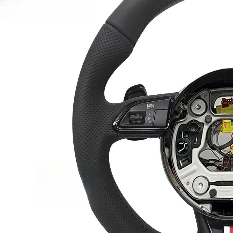 High Quality Custom Black Perforated Leather Steering Wheel Auto Interior Retrofit Parts