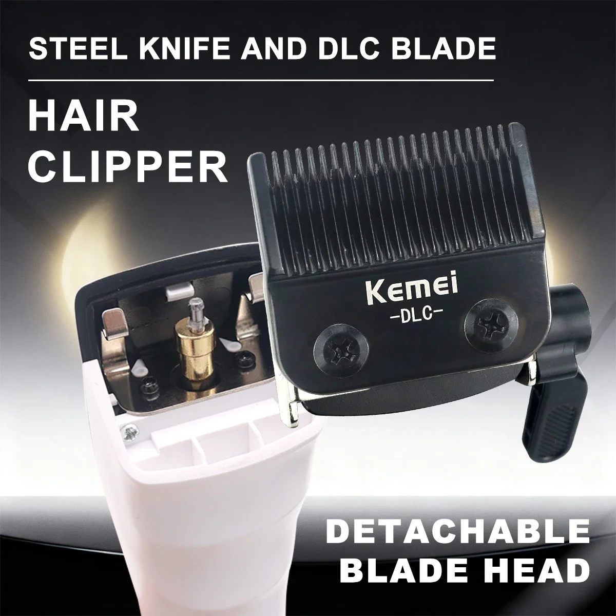 KEMEI KM-1593 External Rotor Brushless Motor Professional Men's Hair Clipper DLC 8000RPM Base Charger Hair Cutting Machine