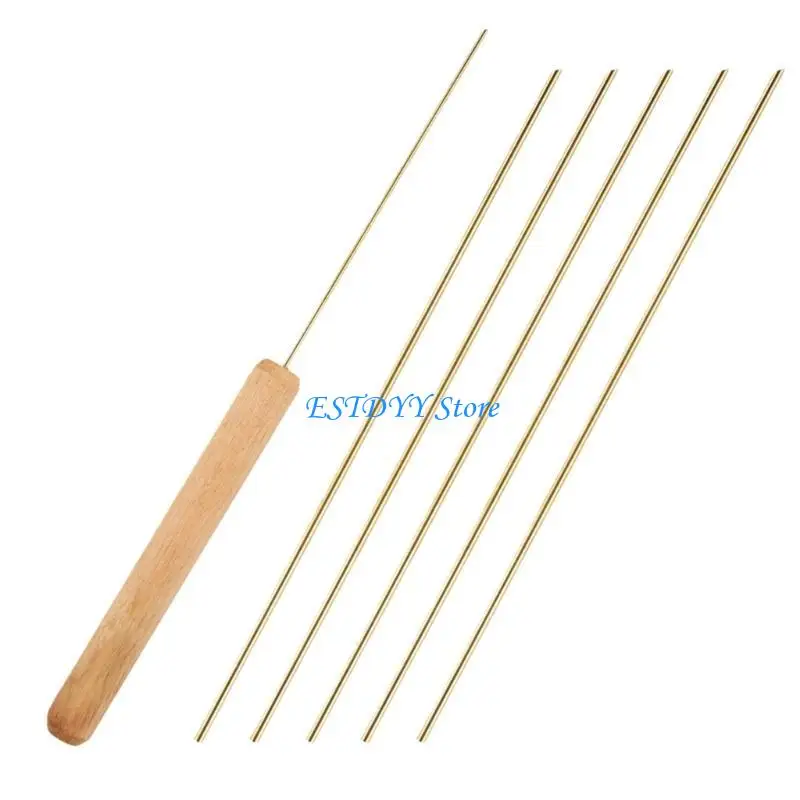 

G6DE Portable Baits Needle Rigging Baits Threader Fishing Tool with Wooden Handle for Freshwater & Saltwater Fishing