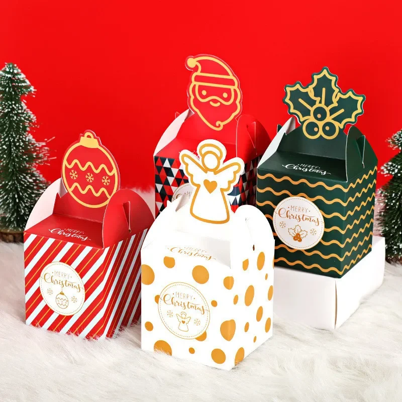 5Pcs Christmas Gift Boxes Candy Cookies Apple Party Favor Eve Angel Kraft Paper Bag Packaging Halloween for Family Child Easter