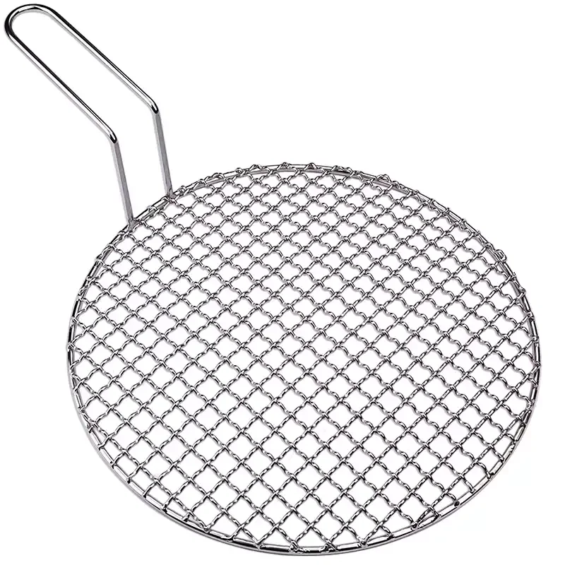Round Stainless Steel Wire Mesh Grill - Heavy Duty Honeycomb BBQ Grate for Korean Grill, Smokeless Barbecue Grid