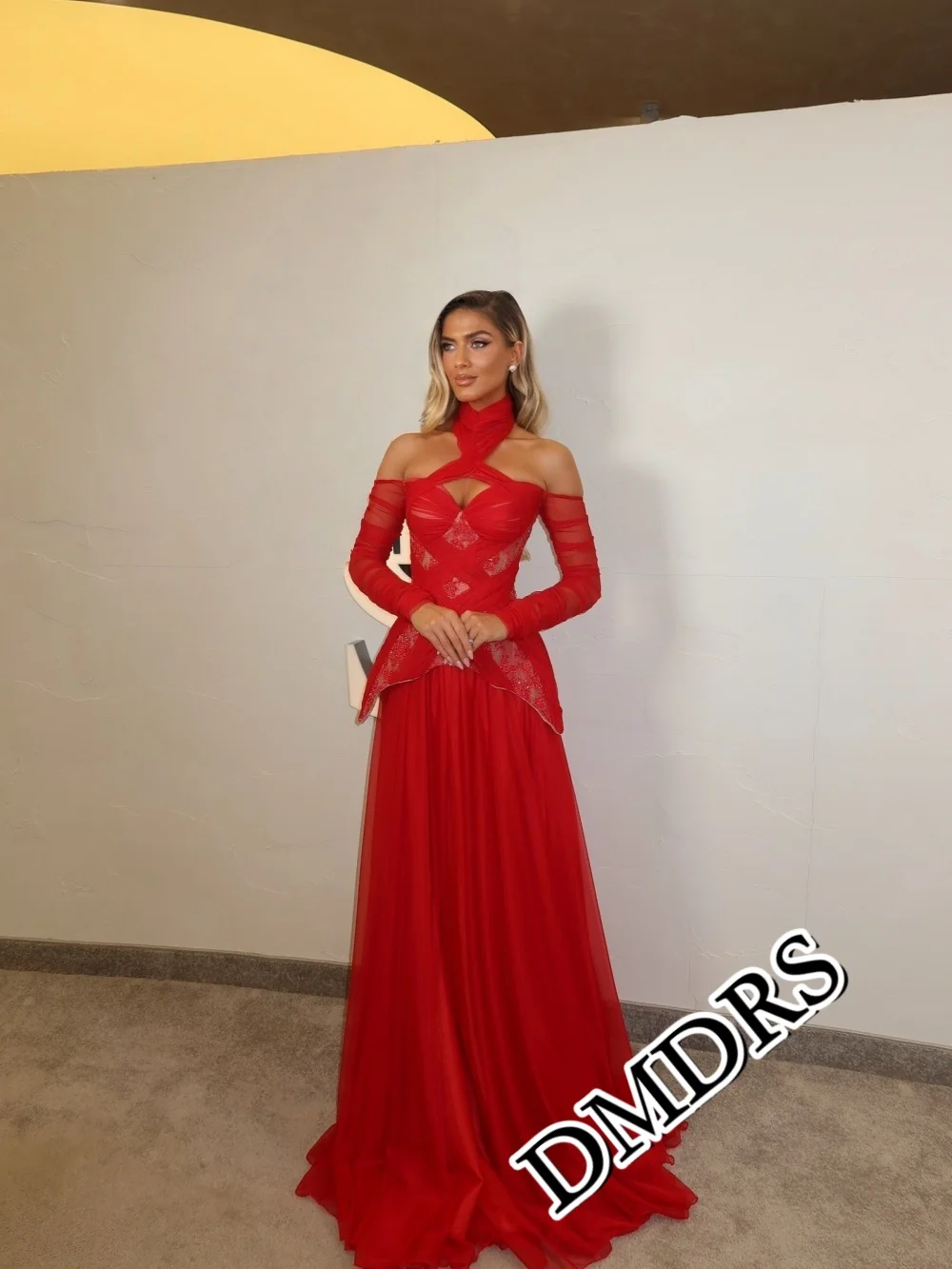 

DMDRS Charming Halter Evening Dress 2026 Classic Beaded Party Gown Formal A-Line Floor-Length Party Dresses