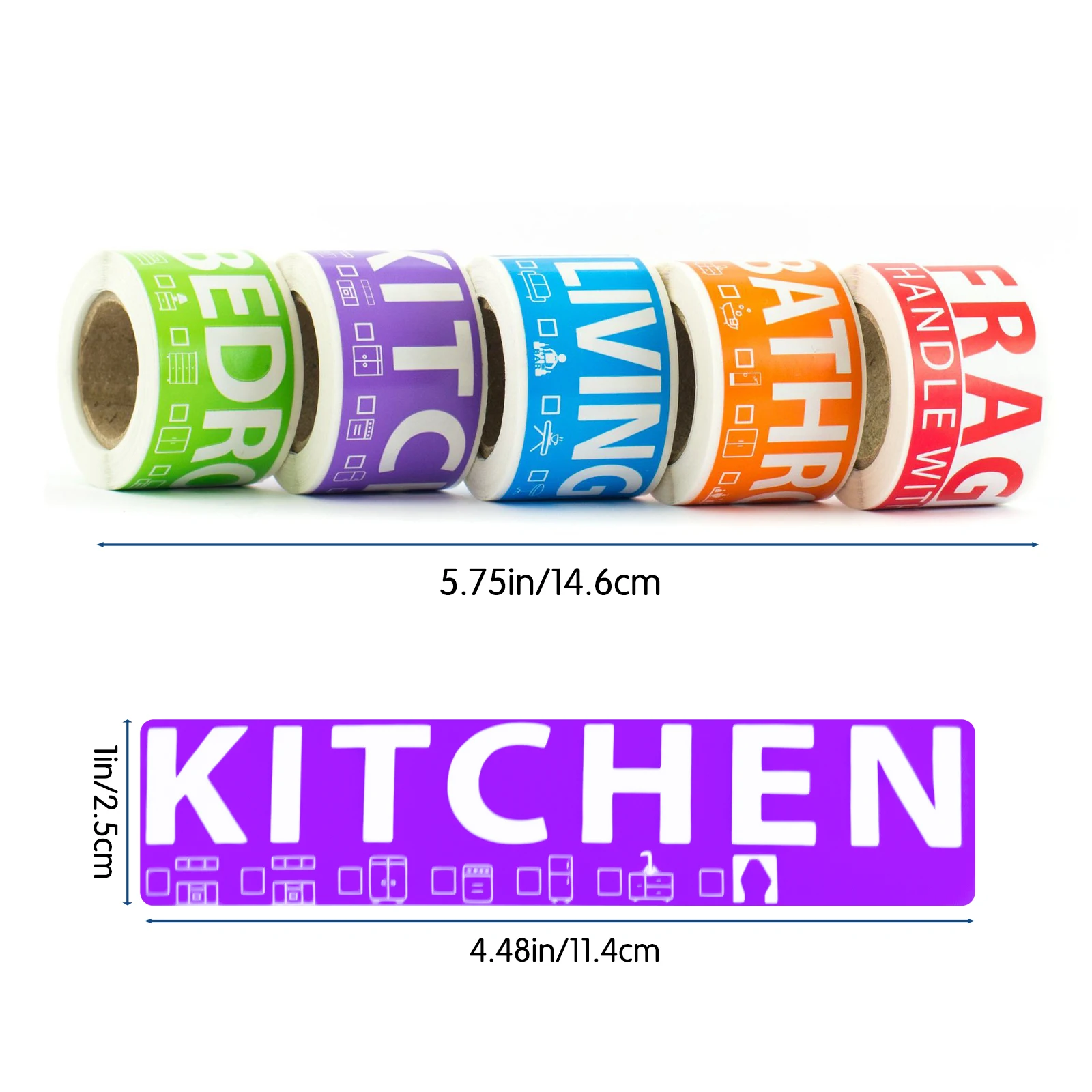 250Pcs Single Bedroom House Moving Labels 5 Rolls of Colorful Coded Labels, 50 Pieces Each. Boxes for Moving, Moving Supplies, Wardrobe Boxes, Apartment Stickers image 6