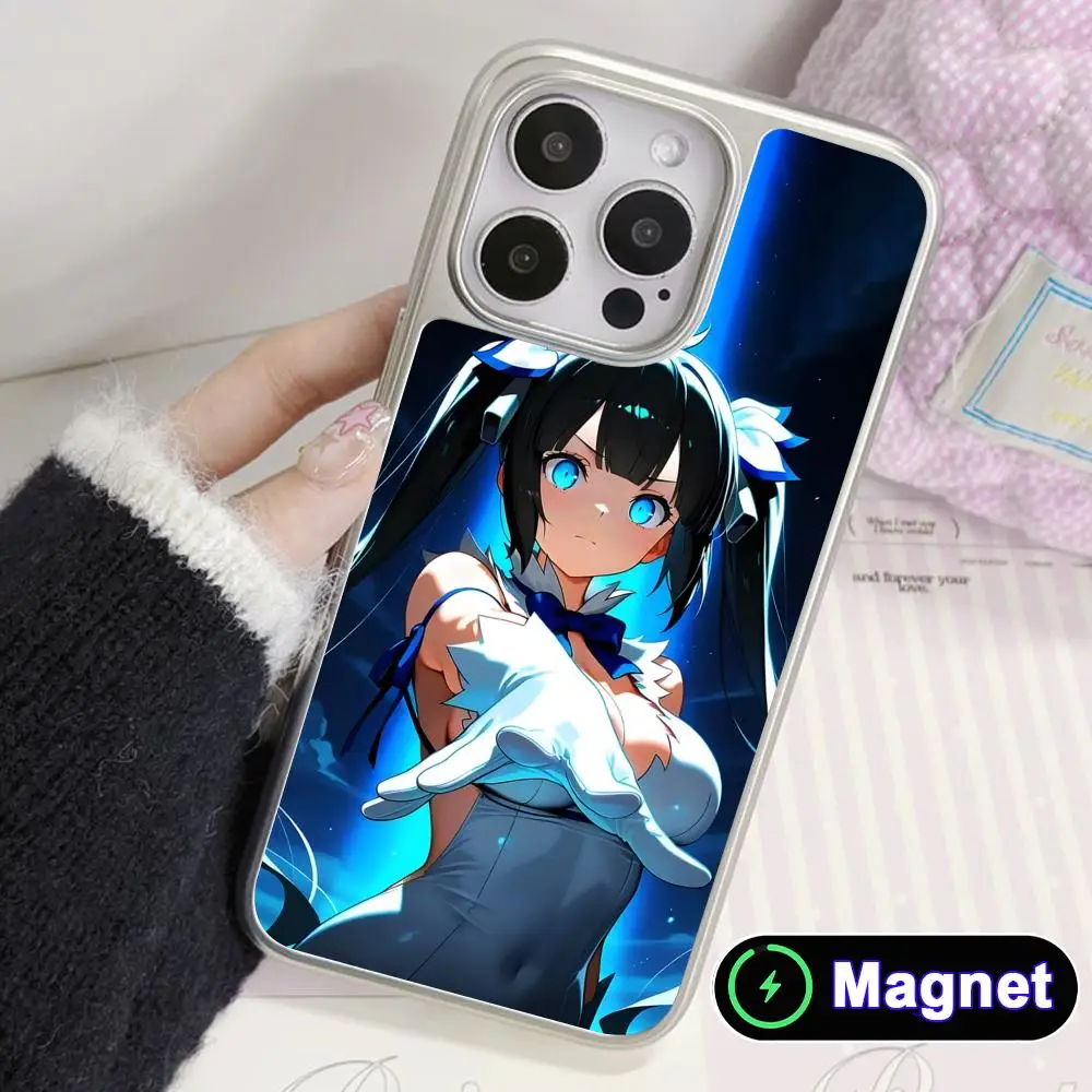 

Anime Danmachi Hestia Phone Case for iPhone 17 16 15 14 13 12 11 Air Pro Max Plus Electroplated Silver Magnet Cover