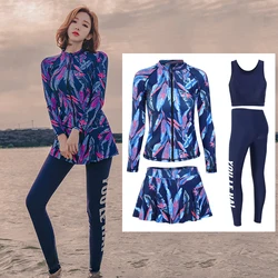 4 pz/set Rash Guards camicia + Leggings + reggiseno + gonna Full Body protezione UV immersioni Snorkeling surf pesca subacquea Sport pelle Tankini