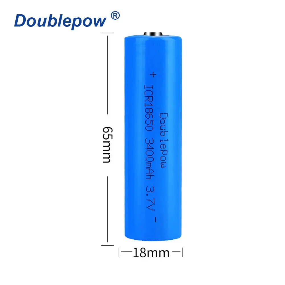 100% original  Doublepow 18650 3.7v 3400mah 18650 rechargeable lithium battery for flashlight batteries