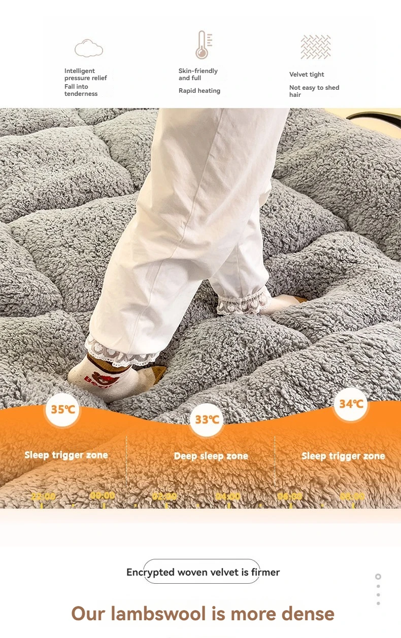 Winter Padded Lambswool Mattress Plus Velvet Dormitory Home Soft Pad Single and Double Warm Pad Quilt.
