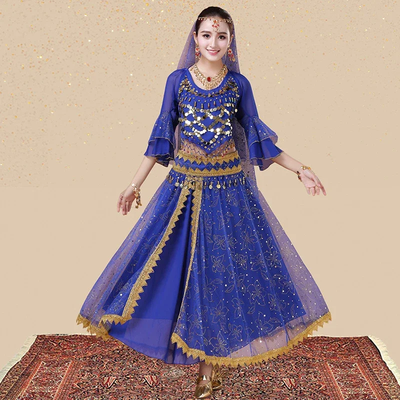 الكبار الرقص الشرقي موحدة عملات القمم الترتر تنورة حزام زي المرأة مطرز الرقص الشرقي بوليوود هالوين الهذيان ملابس الحفلات #1