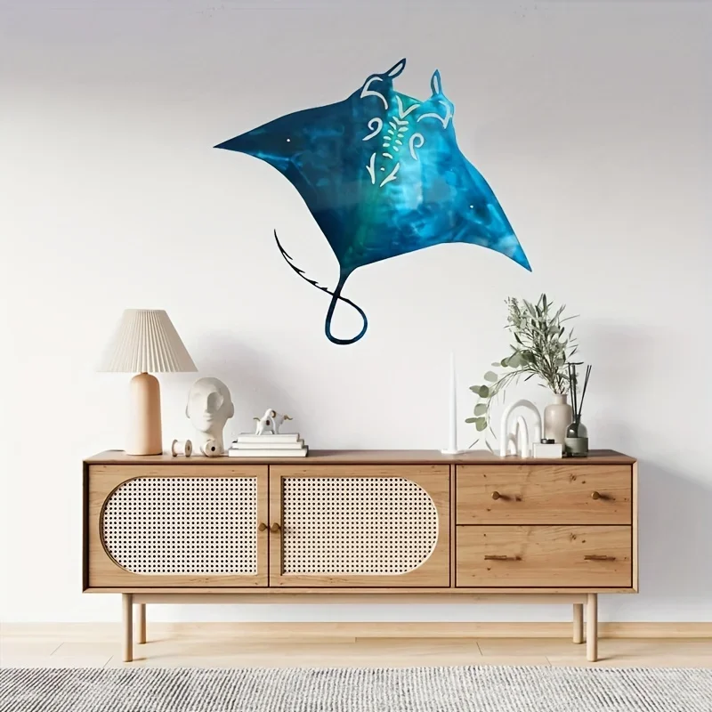 CIFbuy-Metal Manta Ray Wall Art, Decoração Pendurada, Praia, Sinal De Casa, Oceano, Baby Shower, Praia, Presente