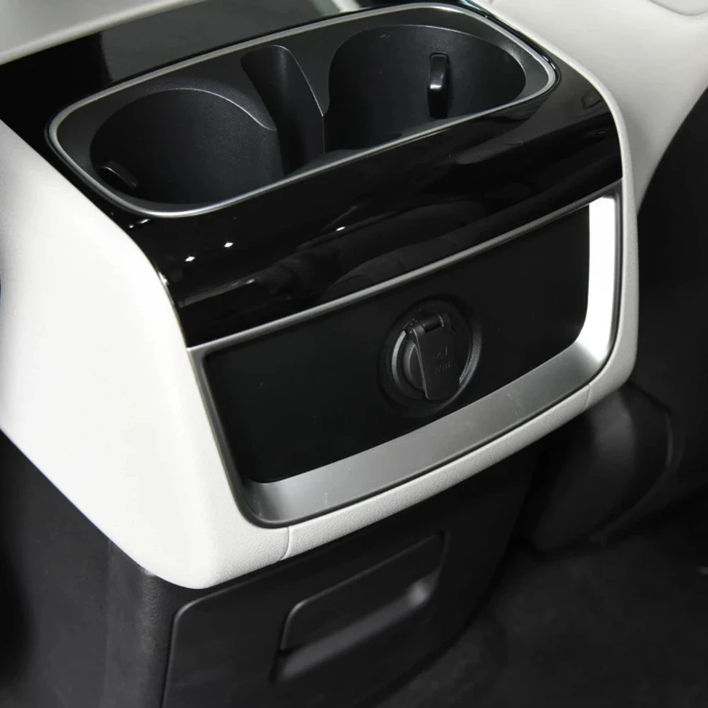 ألياف الكربون مسند ذراع السيارة صندوق الخلفي تنفيس الهواء الإطار غطاء الكسوة لكيا كرنفال KA4 2020 2021 2022